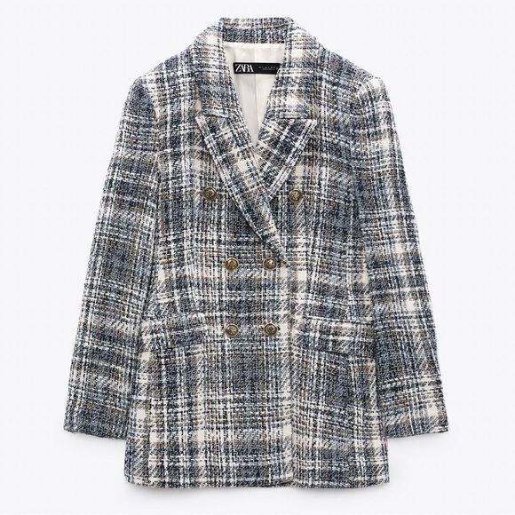 Zara Tweed Plaid Peacoat - Picture 4 of 8